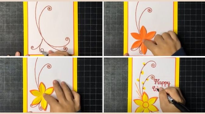 How to make a simple 8/3 card and 20 greeting card templates for International Women's Day 3